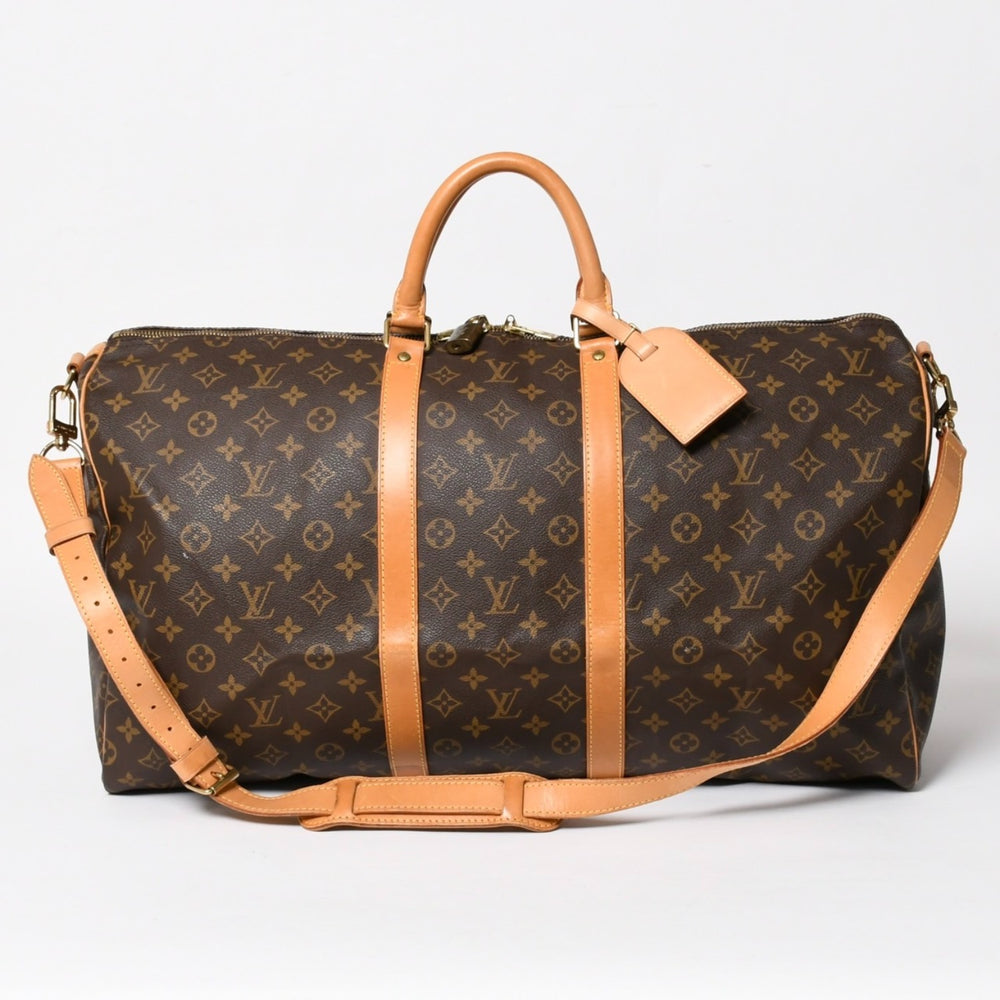 LOUIS VUITTON ルイヴィトン モノグラム キーポルバンドリエール55 2WAY ボストンバック M41414 ブラウン キャンバス 美品 中古 4a005047
