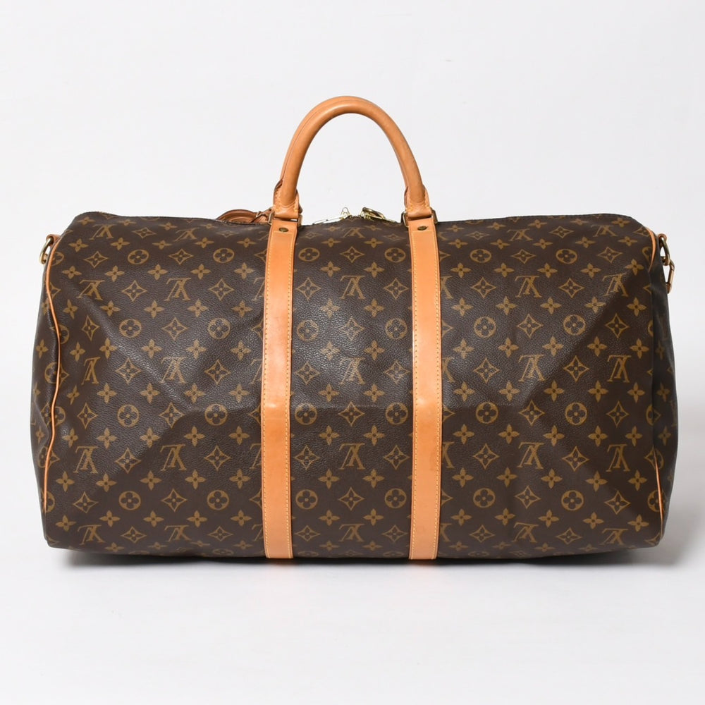 LOUIS VUITTON ルイヴィトン モノグラム キーポルバンドリエール55 2WAY ボストンバック M41414 ブラウン キャンバス 美品 中古 4a005047