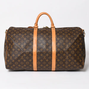LOUIS VUITTON ルイヴィトン モノグラム キーポルバンドリエール55 2WAY ボストンバック M41414 ブラウン キャンバス 美品 中古 4a005047