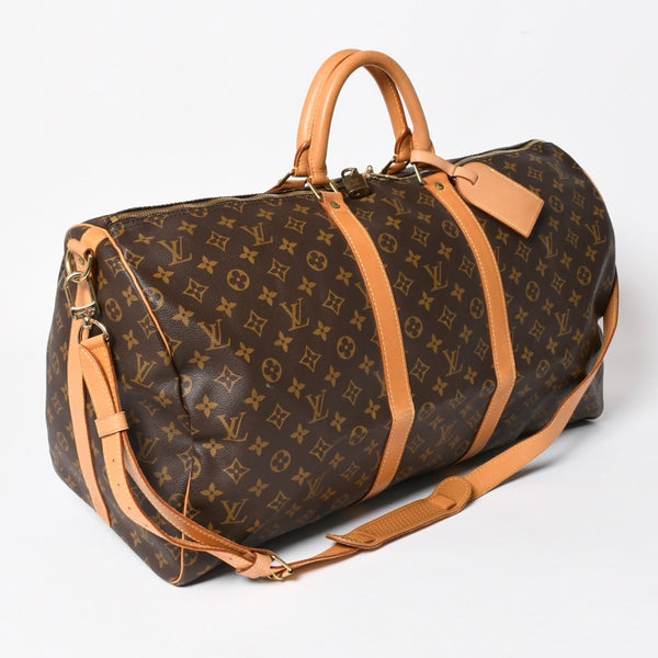 LOUIS VUITTON ルイヴィトン モノグラム キーポルバンドリエール55 2WAY ボストンバック M41414 ブラウン キャンバス 美品 中古 4a005047