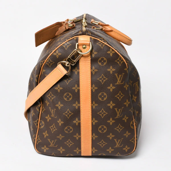 LOUIS VUITTON ルイヴィトン モノグラム キーポルバンドリエール55 2WAY ボストンバック M41414 ブラウン キャンバス 美品 中古 4a005047