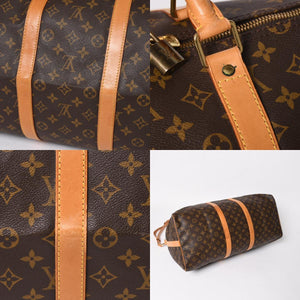 LOUIS VUITTON ルイヴィトン モノグラム キーポルバンドリエール55 2WAY ボストンバック M41414 ブラウン キャンバス 美品 中古 4a005047