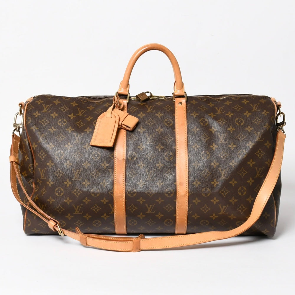 LOUIS VUITTON ルイヴィトン モノグラム キーポルバンドリエール55 2WAY ボストンバック M41414 ブラウン キャンバス 良品 中古 4a004899