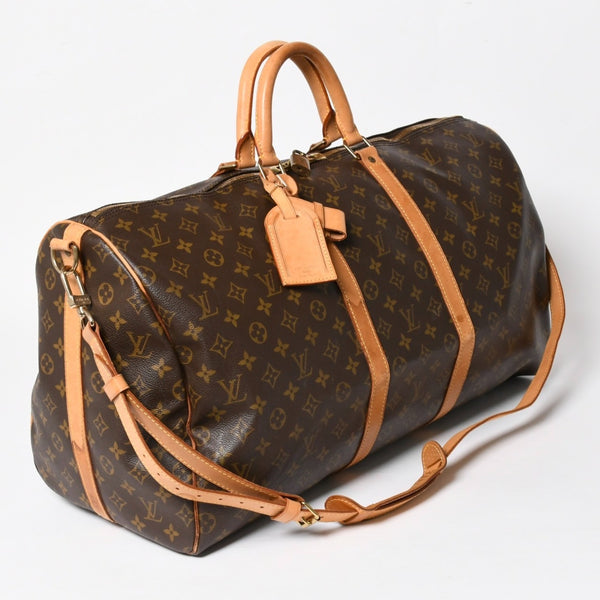 LOUIS VUITTON ルイヴィトン モノグラム キーポルバンドリエール55 2WAY ボストンバック M41414 ブラウン キャンバス 良品 中古 4a004899