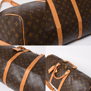 LOUIS VUITTON ルイヴィトン モノグラム キーポルバンドリエール55 2WAY ボストンバック M41414 ブラウン キャンバス 良品 中古 4a004899