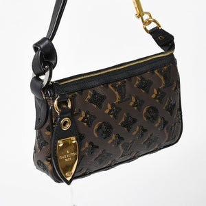 LOUIS VUITTON ルイヴィトン モノグラムスパンコール ポシェットアクセソワール ショルダーバッグ M26473 ブラック ブラウン ゴールド金具 美品 中古 4a004863
