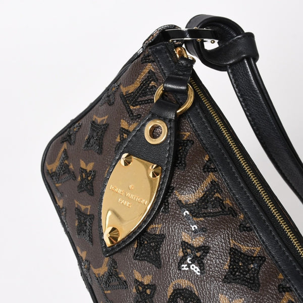 LOUIS VUITTON ルイヴィトン モノグラムスパンコール ポシェットアクセソワール ショルダーバッグ M26473 ブラック ブラウン ゴールド金具 美品 中古 4a004863