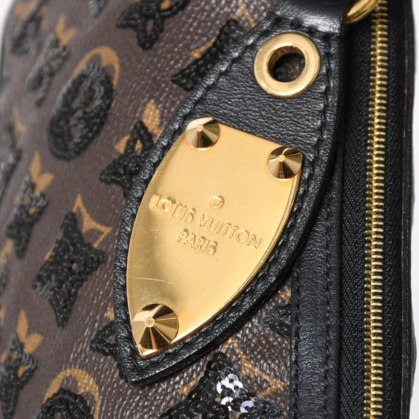 LOUIS VUITTON ルイヴィトン モノグラムスパンコール ポシェットアクセソワール ショルダーバッグ M26473 ブラック ブラウン ゴールド金具 美品 中古 4a004863