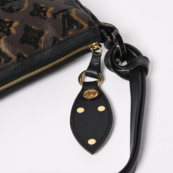 LOUIS VUITTON ルイヴィトン モノグラムスパンコール ポシェットアクセソワール ショルダーバッグ M26473 ブラック ブラウン ゴールド金具 美品 中古 4a004863