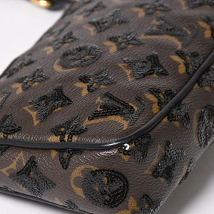 LOUIS VUITTON ルイヴィトン モノグラムスパンコール ポシェットアクセソワール ショルダーバッグ M26473 ブラック ブラウン ゴールド金具 美品 中古 4a004863