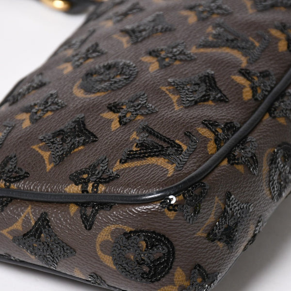 LOUIS VUITTON ルイヴィトン モノグラムスパンコール ポシェットアクセソワール ショルダーバッグ M26473 ブラック ブラウン ゴールド金具 美品 中古 4a004863