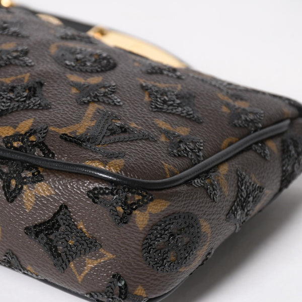 LOUIS VUITTON ルイヴィトン モノグラムスパンコール ポシェットアクセソワール ショルダーバッグ M26473 ブラック ブラウン ゴールド金具 美品 中古 4a004863