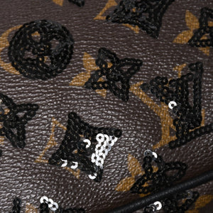 LOUIS VUITTON ルイヴィトン モノグラムスパンコール ポシェットアクセソワール ショルダーバッグ M26473 ブラック ブラウン ゴールド金具 美品 中古 4a004863
