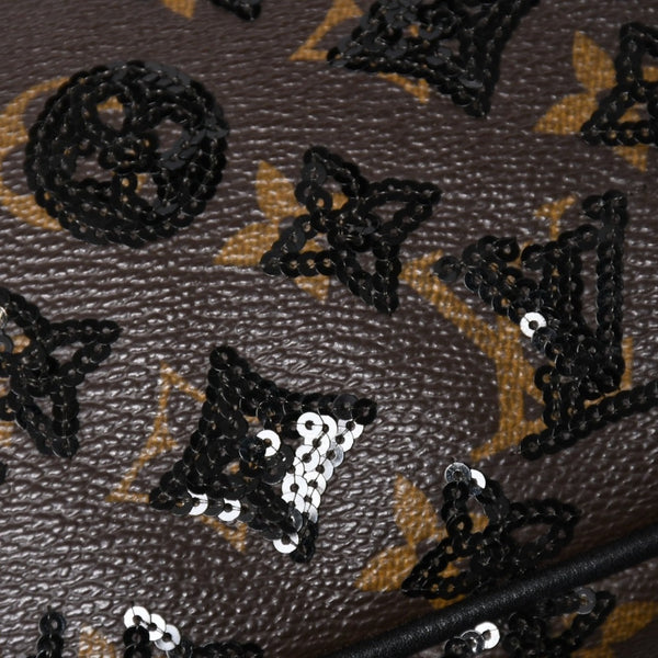 LOUIS VUITTON ルイヴィトン モノグラムスパンコール ポシェットアクセソワール ショルダーバッグ M26473 ブラック ブラウン ゴールド金具 美品 中古 4a004863