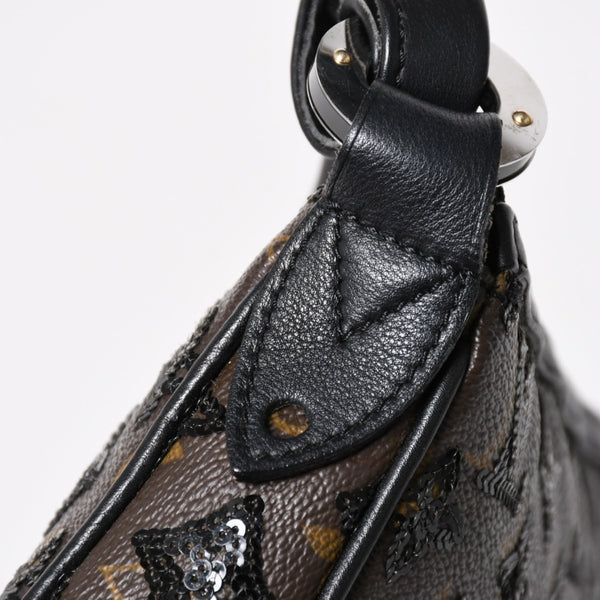 LOUIS VUITTON ルイヴィトン モノグラムスパンコール ポシェットアクセソワール ショルダーバッグ M26473 ブラック ブラウン ゴールド金具 美品 中古 4a004863