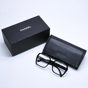 CHANEL シャネル スクエア型サングラス 5408 c.622/1W サイズ56□17 140 ブラック 伊達メガネ アイウェア ゴールドメタル金具 美品 中古 4a005243
