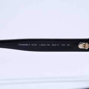 CHANEL シャネル スクエア型サングラス 5408 c.622/1W サイズ56□17 140 ブラック 伊達メガネ アイウェア ゴールドメタル金具 美品 中古 4a005243