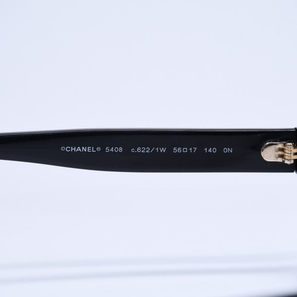 CHANEL シャネル スクエア型サングラス 5408 c.622/1W サイズ56□17 140 ブラック 伊達メガネ アイウェア ゴールドメタル金具 美品 中古 4a005243