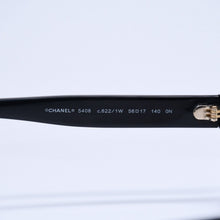 画像をギャラリービューアに読み込む, CHANEL シャネル スクエア型サングラス 5408 c.622/1W サイズ56□17 140 ブラック 伊達メガネ アイウェア ゴールドメタル金具 美品 中古 4a005243