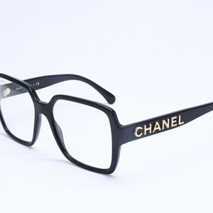 CHANEL シャネル スクエア型サングラス 5408 c.622/1W サイズ56□17 140 ブラック 伊達メガネ アイウェア ゴールドメタル金具 美品 中古 4a005243