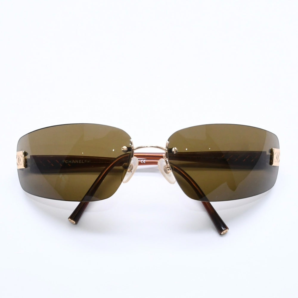 CHANEL シャネル リムレス サングラス アイウェア 4018 c.139/73 サイズ68□17 120 ココマーク ブラウン 美品 中古 4a005422