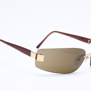 CHANEL Rimless Sunglasses Eyewear 4018 c.139/73 Size 68□17 120 Coco Mark Brown Good Condition Used 4a005422