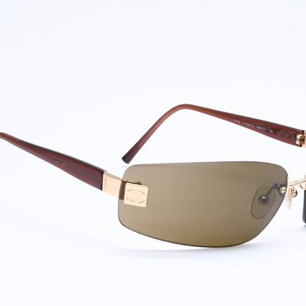 CHANEL Rimless Sunglasses Eyewear 4018 c.139/73 Size 68□17 120 Coco Mark Brown Good Condition Used 4a005422