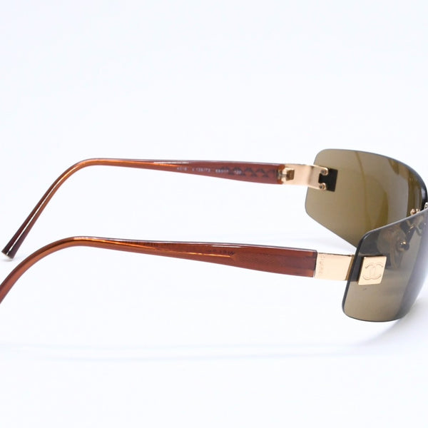 CHANEL Rimless Sunglasses Eyewear 4018 c.139/73 Size 68□17 120 Coco Mark Brown Good Condition Used 4a005422