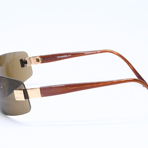 CHANEL Rimless Sunglasses Eyewear 4018 c.139/73 Size 68□17 120 Coco Mark Brown Good Condition Used 4a005422