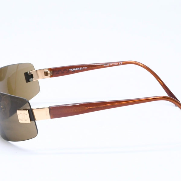 CHANEL Rimless Sunglasses Eyewear 4018 c.139/73 Size 68□17 120 Coco Mark Brown Good Condition Used 4a005422
