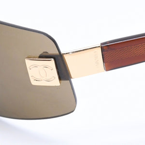 CHANEL Rimless Sunglasses Eyewear 4018 c.139/73 Size 68□17 120 Coco Mark Brown Good Condition Used 4a005422