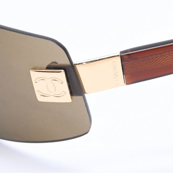 CHANEL Rimless Sunglasses Eyewear 4018 c.139/73 Size 68□17 120 Coco Mark Brown Good Condition Used 4a005422
