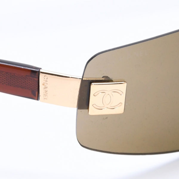 CHANEL Rimless Sunglasses Eyewear 4018 c.139/73 Size 68□17 120 Coco Mark Brown Good Condition Used 4a005422