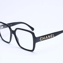 画像をギャラリービューアに読み込む, CHANEL シャネル スクエア型サングラス 5408 c.622/1W サイズ56□17 140 ブラック 伊達メガネ アイウェア ゴールドメタル金具 美品 中古 4a005243