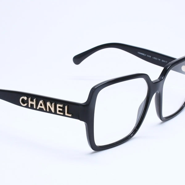 CHANEL シャネル スクエア型サングラス 5408 c.622/1W サイズ56□17 140 ブラック 伊達メガネ アイウェア ゴールドメタル金具 美品 中古 4a005243