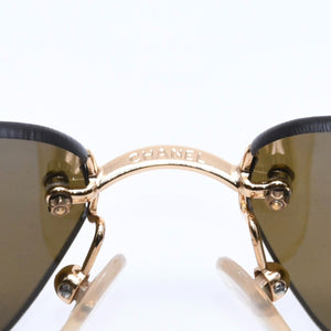 CHANEL Rimless Sunglasses Eyewear 4018 c.139/73 Size 68□17 120 Coco Mark Brown Good Condition Used 4a005422