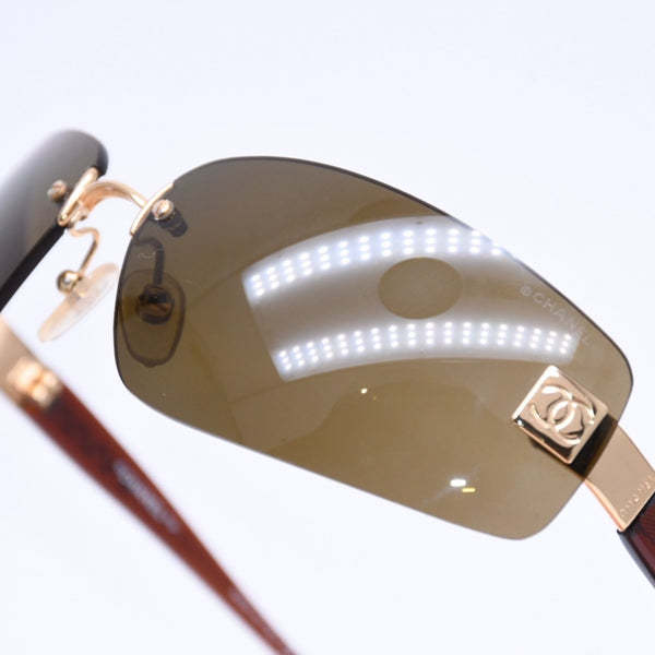 CHANEL Rimless Sunglasses Eyewear 4018 c.139/73 Size 68□17 120 Coco Mark Brown Good Condition Used 4a005422