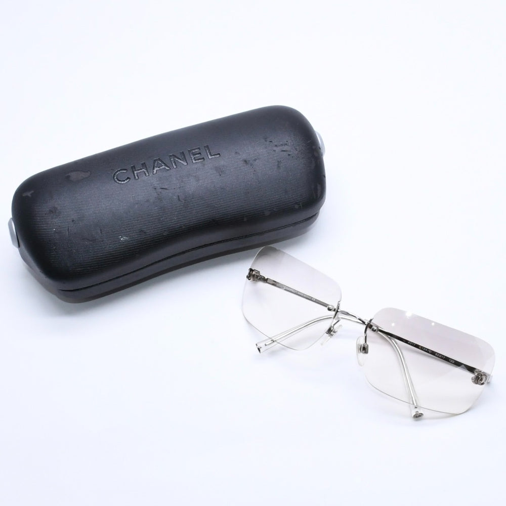 極美品 CHANEL シャネル リムレス サングラス 4017 c.124/6l サイズ62□17 120 ココマーク グラデーション アイウェア シルバー金具 中古 4a005424
