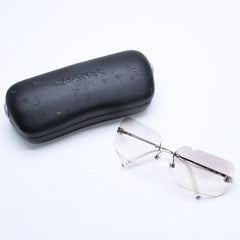 極美品 CHANEL シャネル リムレス サングラス 4017 c.124/6l サイズ62□17 120 ココマーク グラデーション アイウェア シルバー金具 中古 4a005424