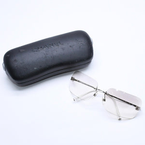 極美品 CHANEL シャネル リムレス サングラス 4017 c.124/6l サイズ62□17 120 ココマーク グラデーション アイウェア シルバー金具 中古 4a005424