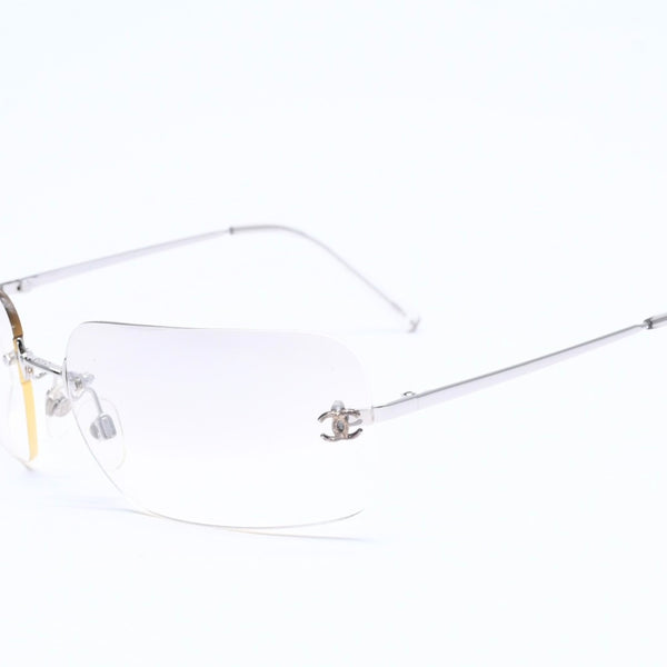 極美品 CHANEL シャネル リムレス サングラス 4017 c.124/6l サイズ62□17 120 ココマーク グラデーション アイウェア シルバー金具 中古 4a005424