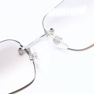 極美品 CHANEL シャネル リムレス サングラス 4017 c.124/6l サイズ62□17 120 ココマーク グラデーション アイウェア シルバー金具 中古 4a005424