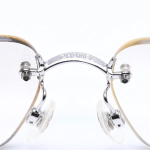 極美品 CHANEL シャネル リムレス サングラス 4017 c.124/6l サイズ62□17 120 ココマーク グラデーション アイウェア シルバー金具 中古 4a005424
