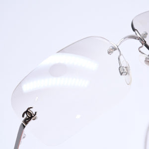 極美品 CHANEL シャネル リムレス サングラス 4017 c.124/6l サイズ62□17 120 ココマーク グラデーション アイウェア シルバー金具 中古 4a005424