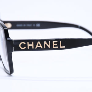 CHANEL シャネル スクエア型サングラス 5408 c.622/1W サイズ56□17 140 ブラック 伊達メガネ アイウェア ゴールドメタル金具 美品 中古 4a005243