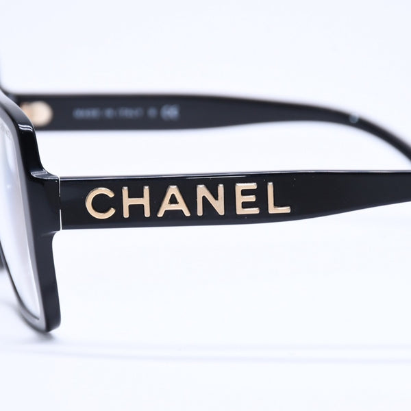 CHANEL シャネル スクエア型サングラス 5408 c.622/1W サイズ56□17 140 ブラック 伊達メガネ アイウェア ゴールドメタル金具 美品 中古 4a005243