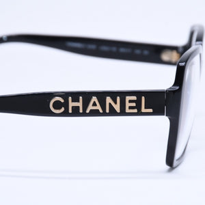 CHANEL シャネル スクエア型サングラス 5408 c.622/1W サイズ56□17 140 ブラック 伊達メガネ アイウェア ゴールドメタル金具 美品 中古 4a005243