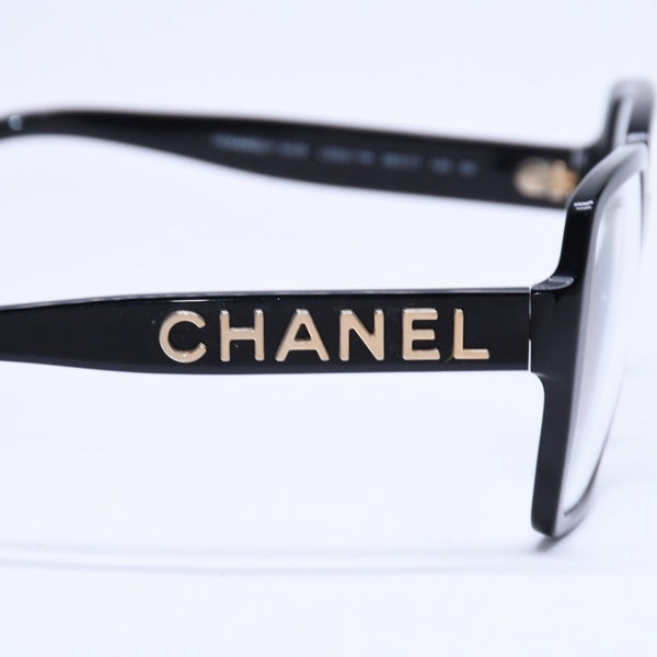 CHANEL シャネル スクエア型サングラス 5408 c.622/1W サイズ56□17 140 ブラック 伊達メガネ アイウェア ゴールドメタル金具 美品 中古 4a005243