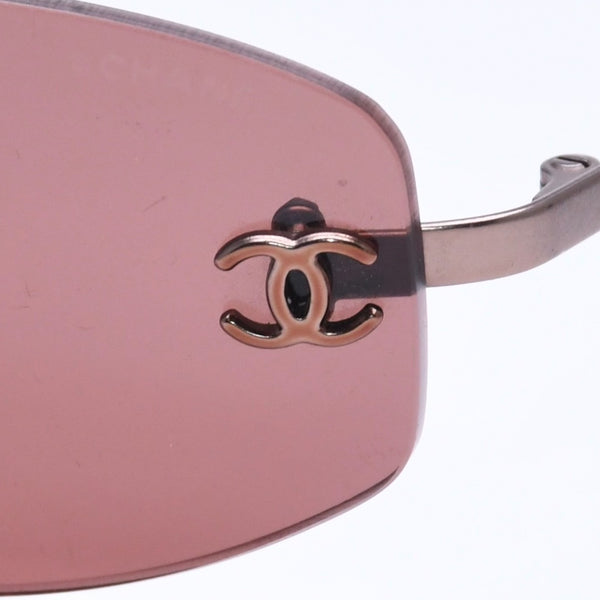 CHANEL シャネル リムレス サングラス サイドココマーク ブロンズ パープル イタリア製 メタル サイズ54◻︎19 美品 中古 4a005423