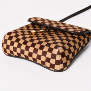 LOUIS VUITTON ルイヴィトン ガゼル ショルダーバッグ M92130 ダミエ ソバージュ ハラコ レザー ブラウン 美品 中古 4a005249
